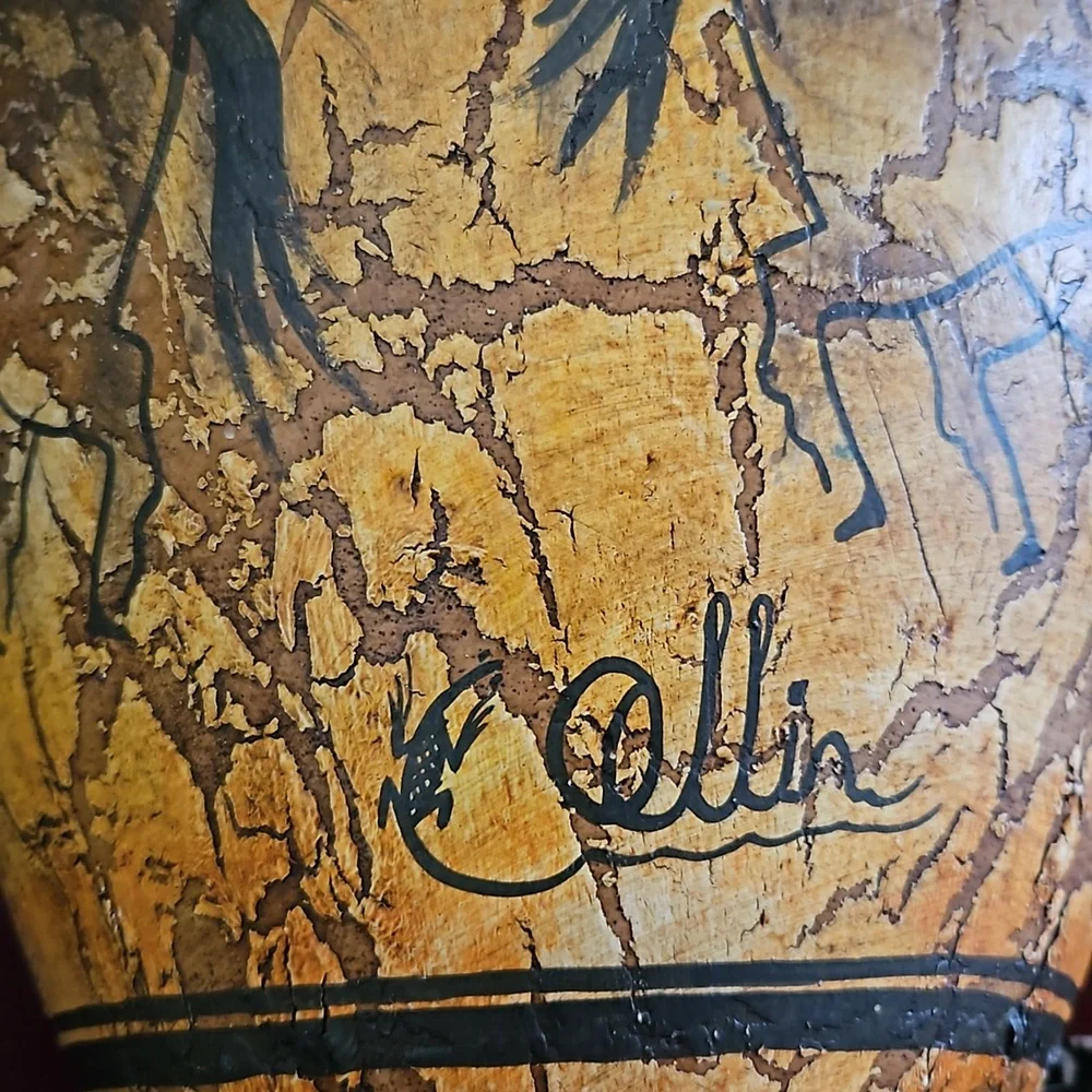 *RARE Vintage Solis Ollin signed Pottery Vase, Horse Design Mexican Pottery